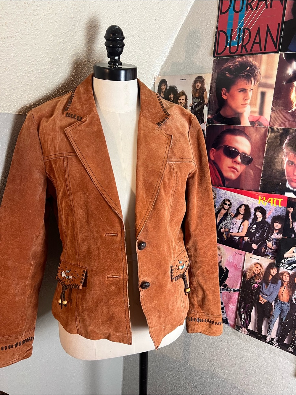 Wilsons Leather Suede Fringe Blazer in Cognac